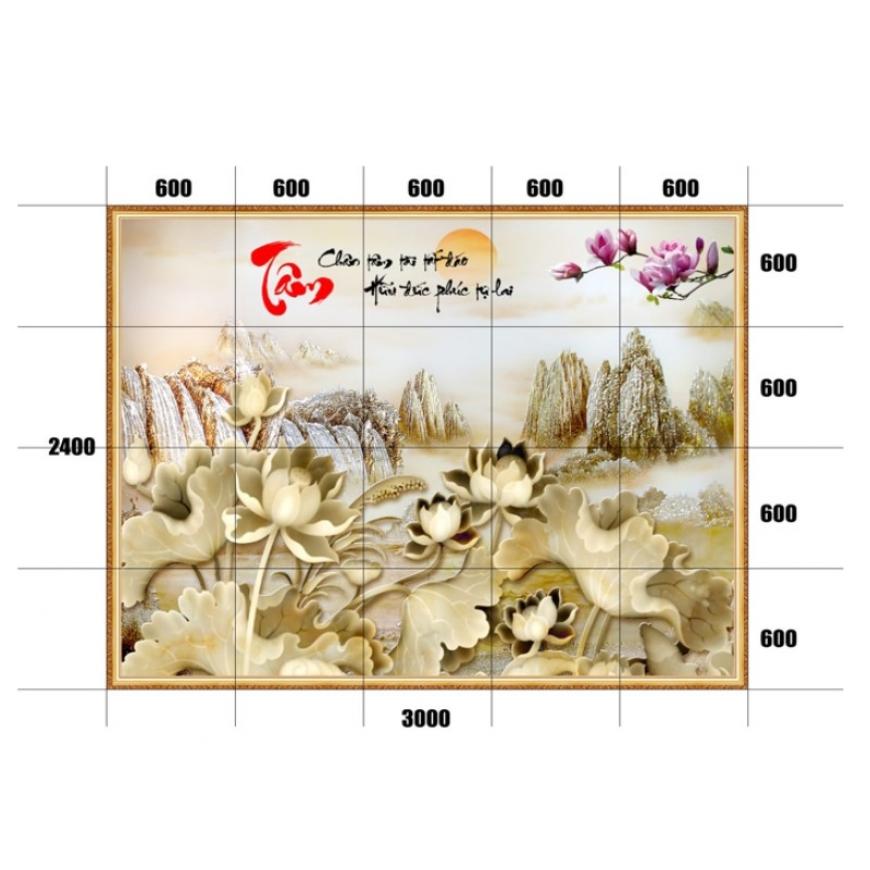 Gạch tranh 5D cây kim tiền - thuyền vàng KT01