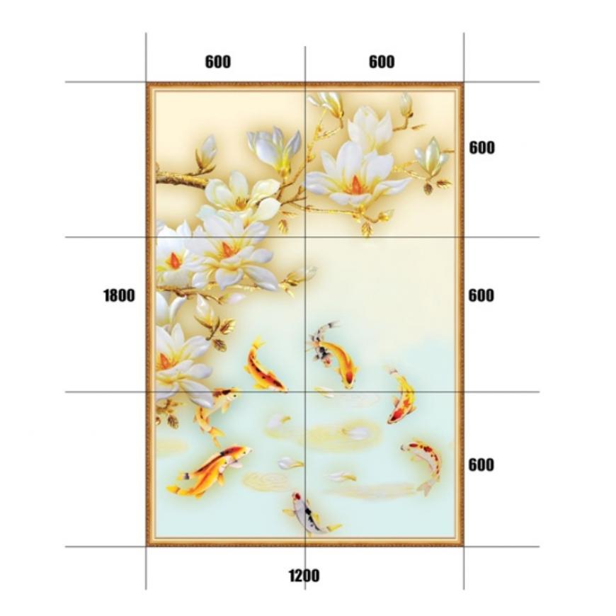 Gạch tranh 5D cây kim tiền - thuyền vàng KT02