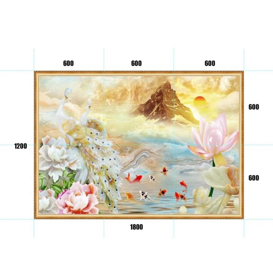 Gạch tranh 5D cây kim tiền - thuyền vàng KT03