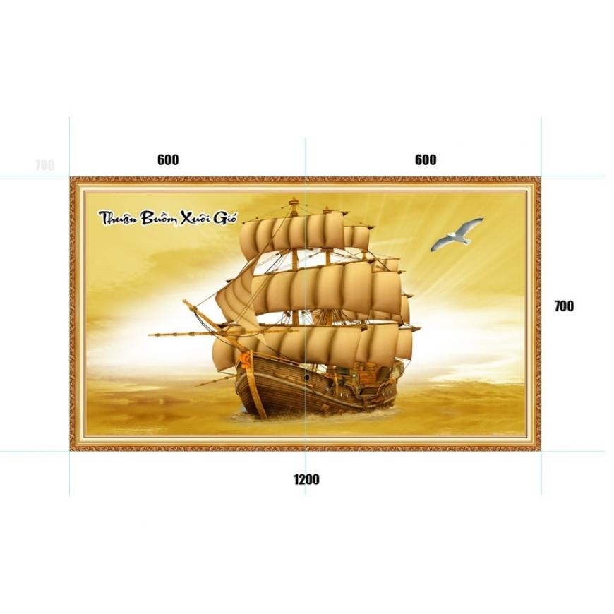 Gạch tranh 5D cây kim tiền - thuyền vàng KT07