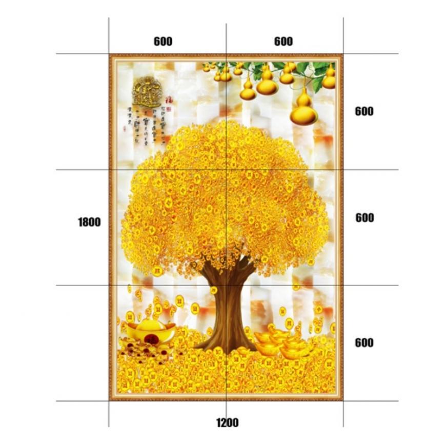 Gạch tranh 5D cây kim tiền - thuyền vàng KT20