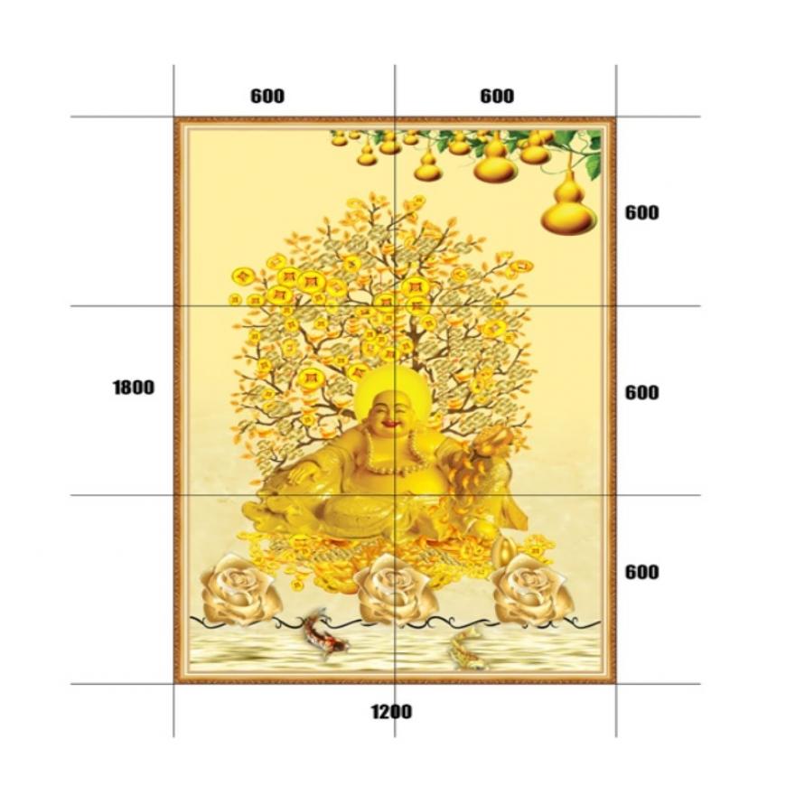 Gạch tranh 5D cây kim tiền - thuyền vàng KT28