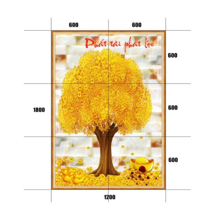 Gạch tranh 5D cây kim tiền - thuyền vàng KT31
