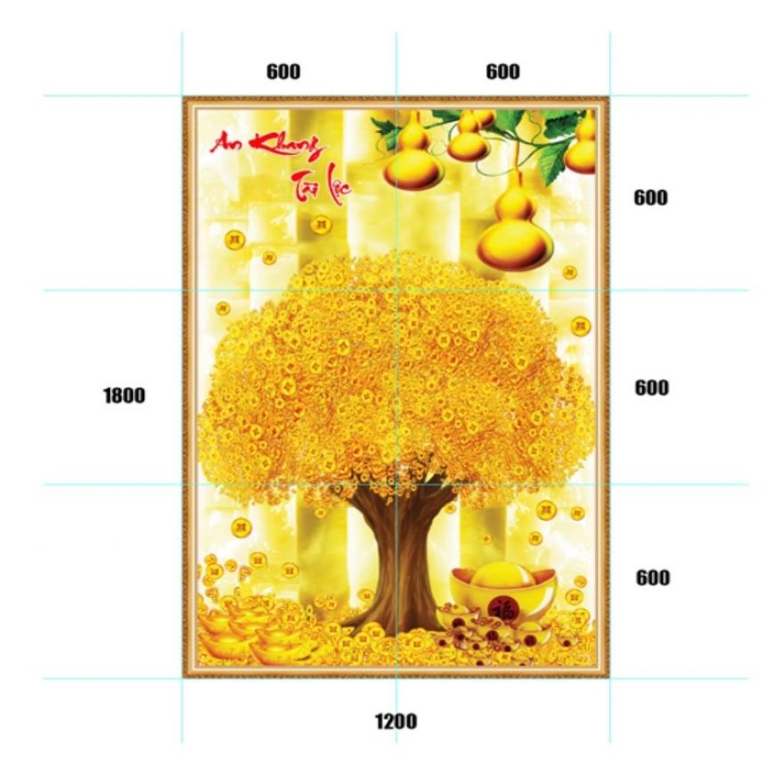 Gạch tranh 5D cây kim tiền - thuyền vàng KT32