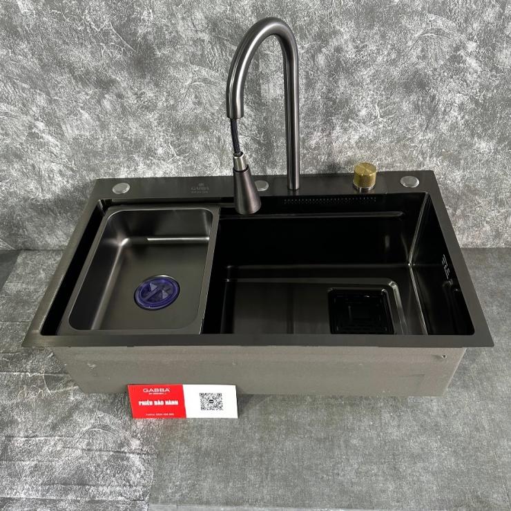 Chậu rửa chén inox 304 Gabba 7846D nano đen